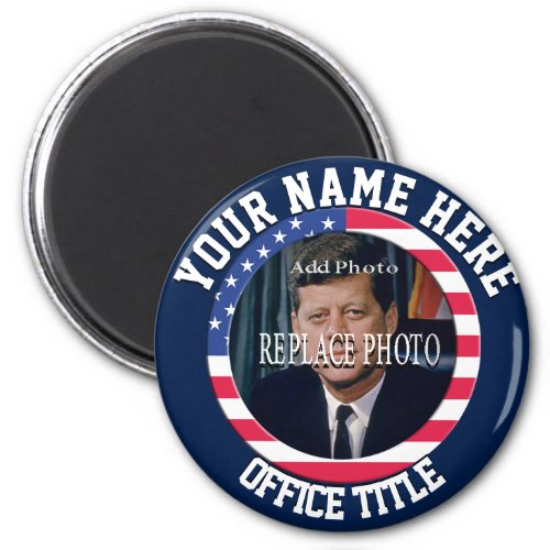 Replace Photo  Campaign Template Round Magnet