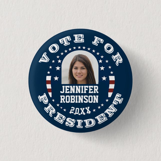 Replace Photo | Campaign Template Round Pinback Bu Button (Front)