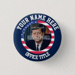 Replace Photo | Campaign Template Round Pinback Button<br><div class="desc">Customize this red,  white and blue flag with stars and stripes button template for elections.  See more at zazzle.com/CampaignHeadquarters</div>