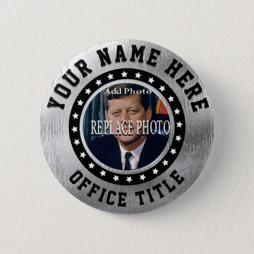 Replace Photo  Election Silver Button