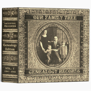 Replace Photo Vintage Look Genealogy Binder