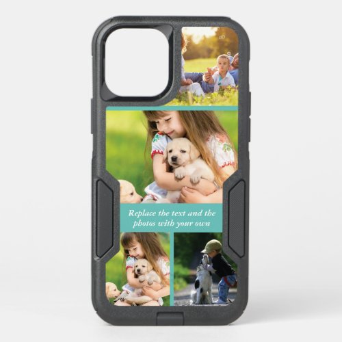 Replace text and photos with your own OtterBox commuter iPhone 12 pro case