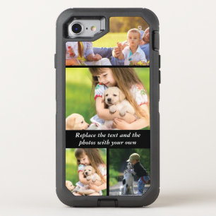 Replace text and photos with your own OtterBox defender iPhone SE/8/7 case