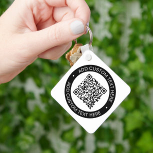 Replace with Your Own Uploaded QR code or Image Keychain