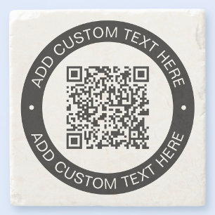 Replace with Your Own Uploaded QR code or Image Stone Coaster