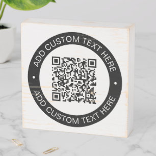 Replace with Your Own Uploaded QR code or Image Wooden Box Sign