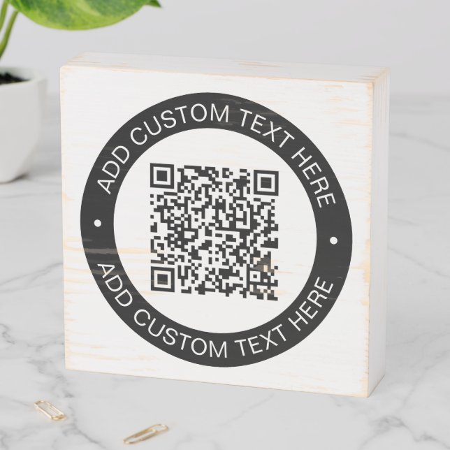 Replace with Your Own Uploaded QR code or Image Wooden Box Sign (In Situ Horizontal)