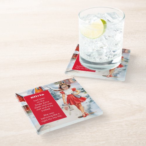 Replace Your Face Christmas  Glass Coaster