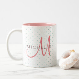 Replace Your Name Monogram Initial Template Two-Tone Coffee Mug