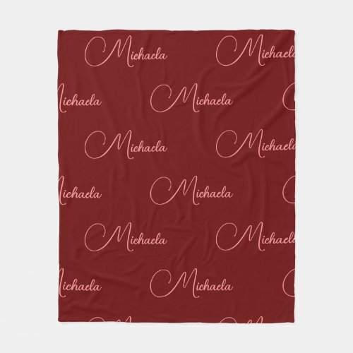 Replace Your Name Template Dark Red Typography Fleece Blanket