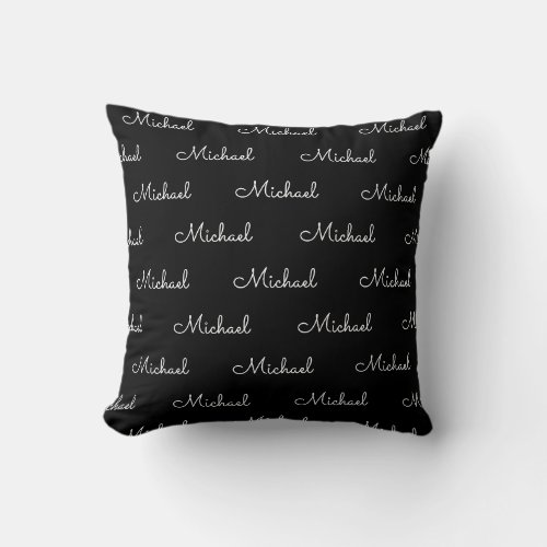 Replace Your Name Template Typography Black White Throw Pillow