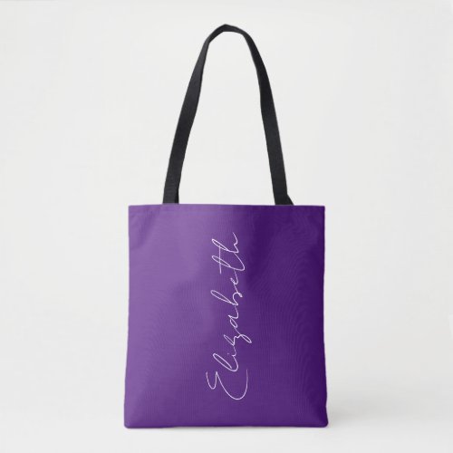 Replace Your Name Typography Royal Purple Modern Tote Bag