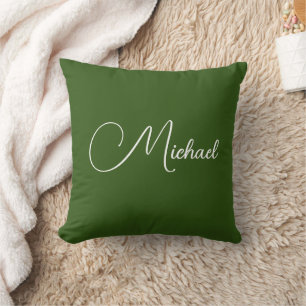 Replace Your Own Name Elegant Forest Green Throw Pillow