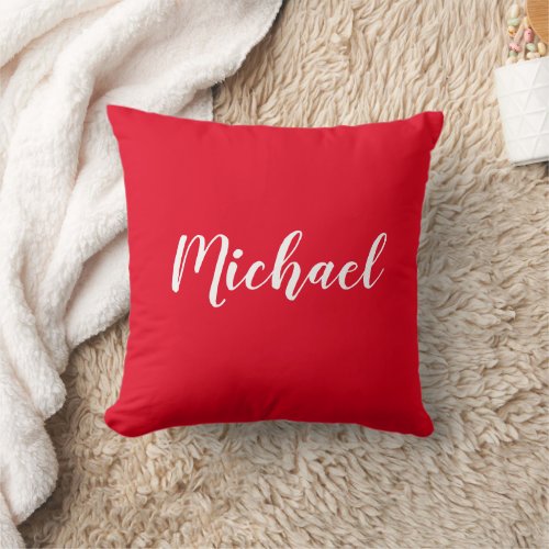 Replace Your Own Name Elegant Modern Red Throw Pillow
