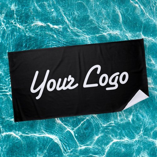 Replaceable logo Add Your Own Logo  Black Beach Towel