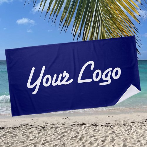 Replaceable logo Add Your Own Logo  Navy Blue Beach Towel