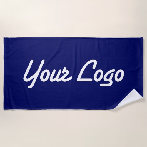 Replaceable logo Add Your Own Logo  Navy Blue Beach Towel