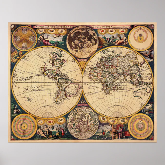 Replica Antique Map of the World Poster | Zazzle