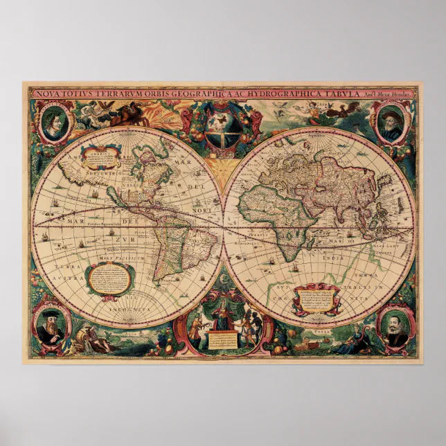 Replica Antique Map of the World Poster | Zazzle