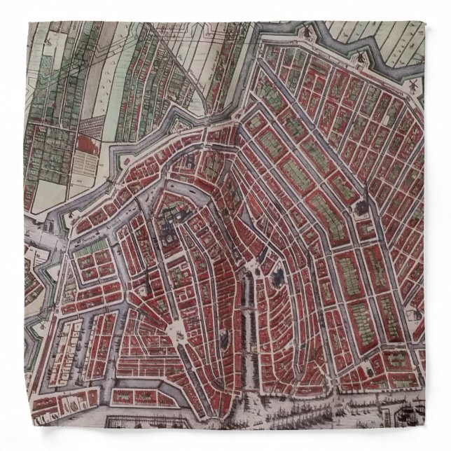 Replica city map of Amsterdam 1652 Bandana (Front)
