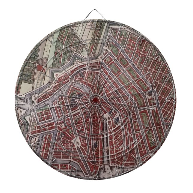 Replica city map of Amsterdam 1652 Dartboard (Front)