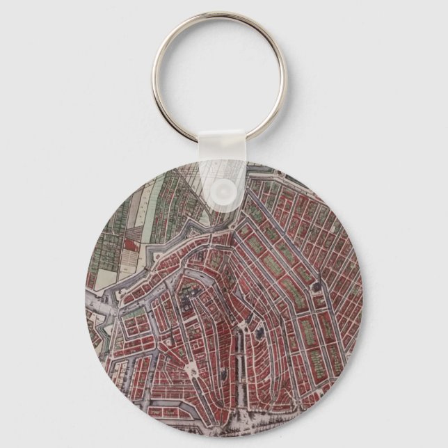Replica city map of Amsterdam 1652 Keychain (Front)