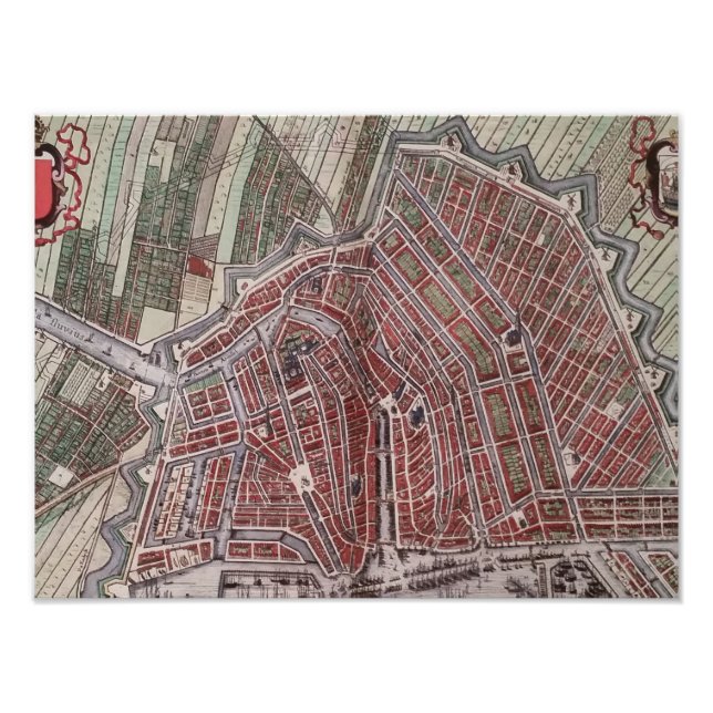 Replica city map of Amsterdam 1652 Photo Print (Front)