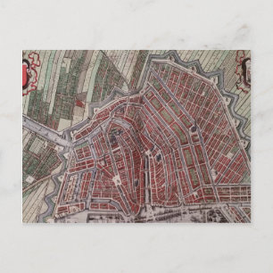 Replica city map of Amsterdam 1652 Postcard