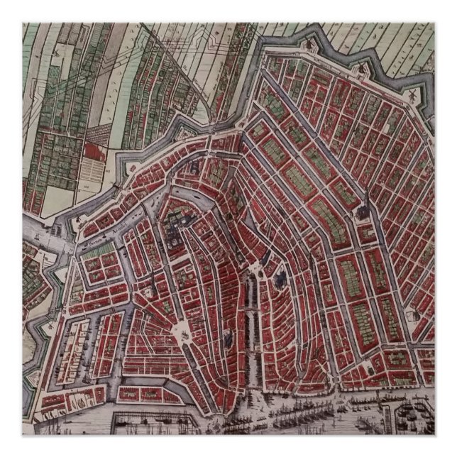 Replica city map of Amsterdam 1652 Poster (Front)
