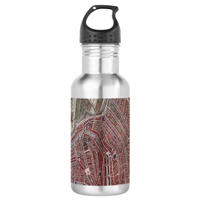 Replica city map of Amsterdam 1652 Stainless Steel Water Bottle (Front)