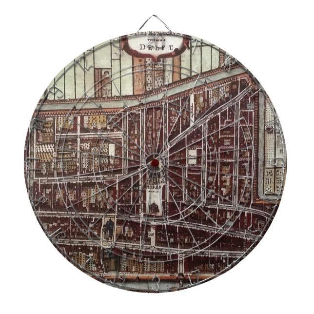Replica city map of Delft 1649 Dart Board (Front)