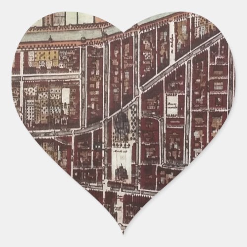Replica city map of Delft 1649 Heart Sticker