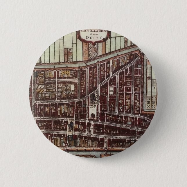 Replica city map of Delft 1649 Pinback Button (Front)