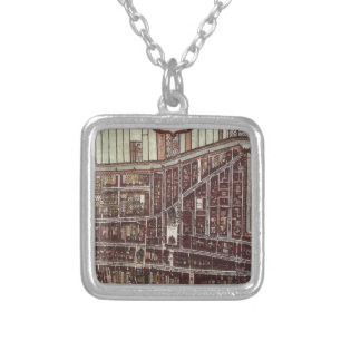 Replica city map of Delft 1649 Silver Plated Necklace