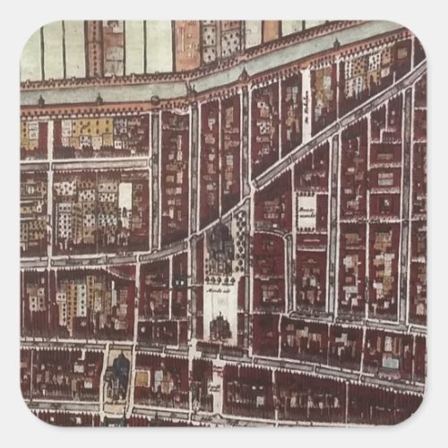 Replica city map of Delft 1649 Square Sticker