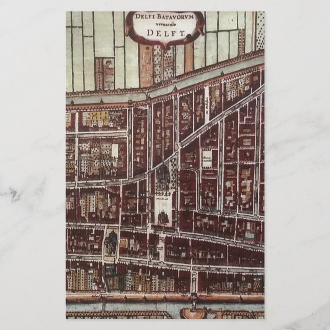 Replica city map of Delft 1649 Stationery (Front)