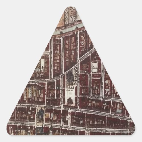 Replica city map of Delft 1649 Triangle Sticker