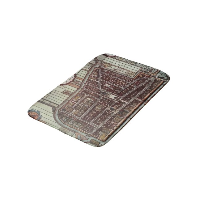 Replica city map of Delft from 1649 Bathroom Mat (Angled)