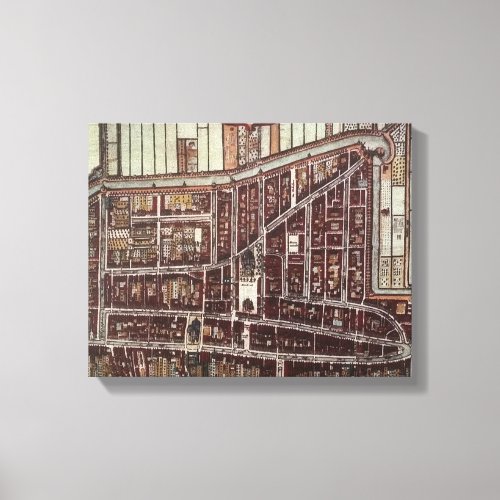 Replica city map of Delft from 1649 Canvas Print