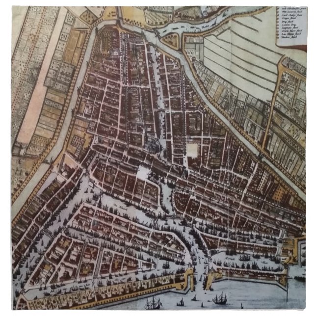 Replica city map of Rotterdam 1652 Cloth Napkin (Front)