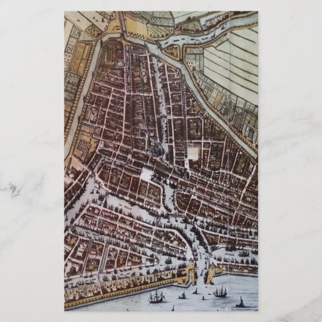 Replica city map of Rotterdam 1652 Stationery (Front)
