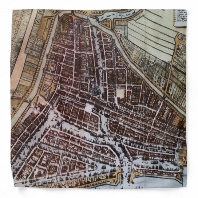 Replica city map of Rotterdam from 1652 Bandana (Front)