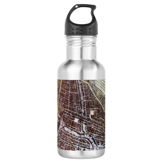 Replica city map of Rotterdam from 1652 Water Bottle (Front)