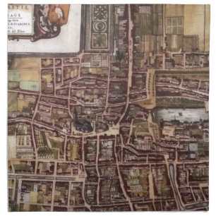 Replica city map of The Hague 1649 Cloth Napkin