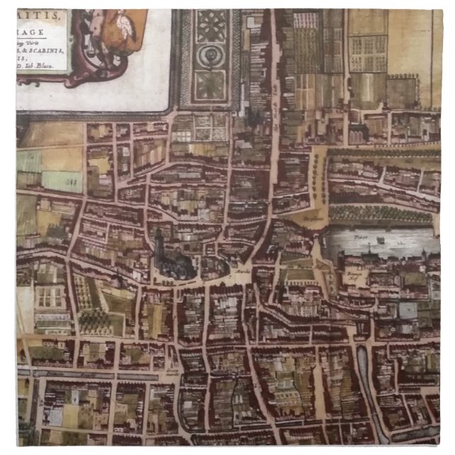 Replica city map of The Hague 1649 Cloth Napkin (Front)