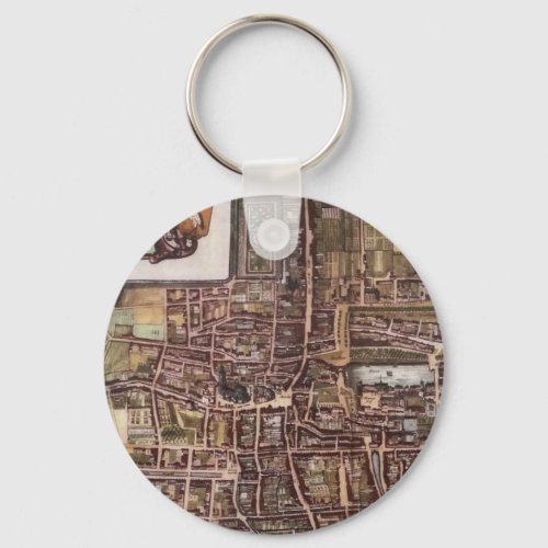 Replica city map of The Hague 1649 Keychain