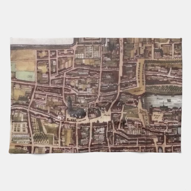 Replica city map of The Hague 1649 Kitchen Towel (Horizontal)