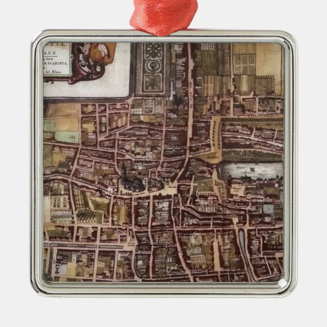 Replica city map of The Hague 1649 Metal Ornament (Front)