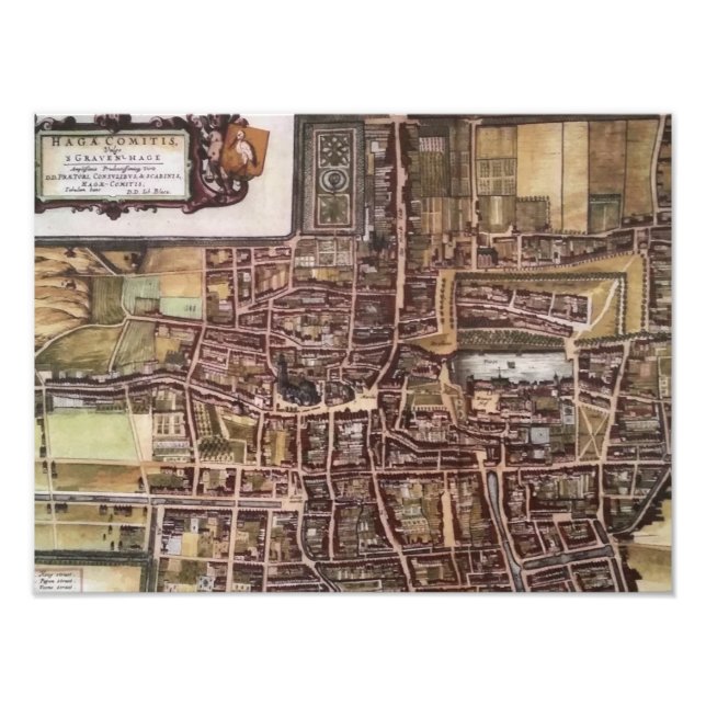 Replica city map of The Hague 1649 Photo Print (Front)