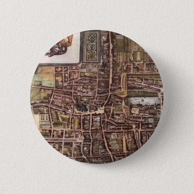 Replica city map of The Hague 1649 Pinback Button (Front)